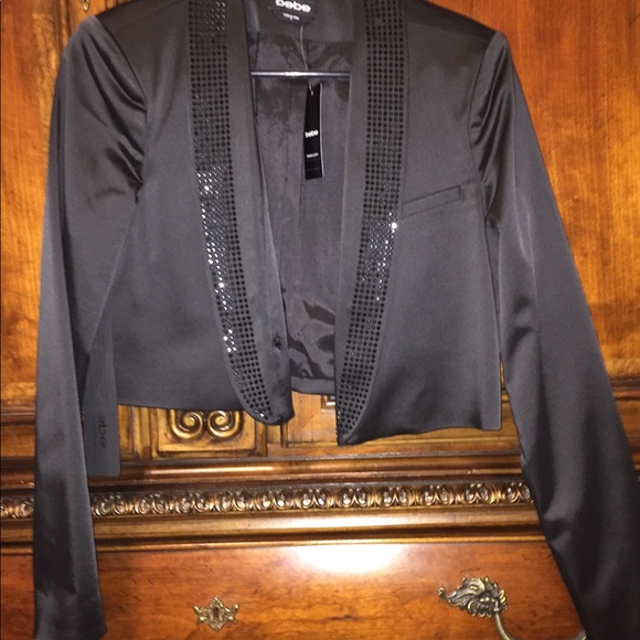 Bebe "Satin Jacket With Crystal Embellishment" - Picture 5 of 8
